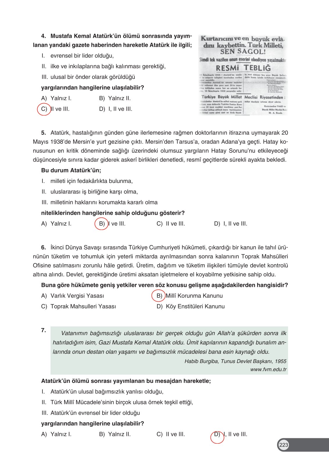 8. Sınıf İnkılap Tarihi Ve Atatürkçülük Ders Kitabı Ders Destek Yayınları Sayfa 223 Cevapları 8. Sınıf İnkılap Tarihi Ve Atatürkçülük Ders Kitabı Ders Destek Yayınları Sayfa 223 Cevapları