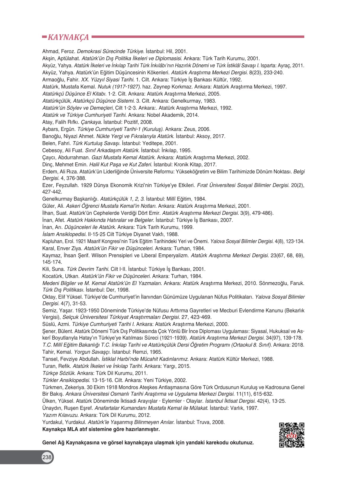 8. Sınıf İnkılap Tarihi Ve Atatürkçülük Ders Kitabı Ders Destek Yayınları Sayfa 238 Cevapları