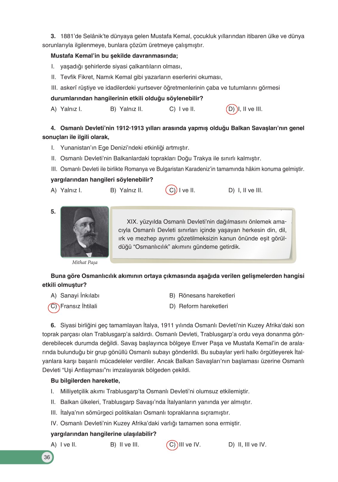 8. Sınıf İnkılap Tarihi Ve Atatürkçülük Ders Kitabı Ders Destek Yayınları Sayfa 36 Cevapları