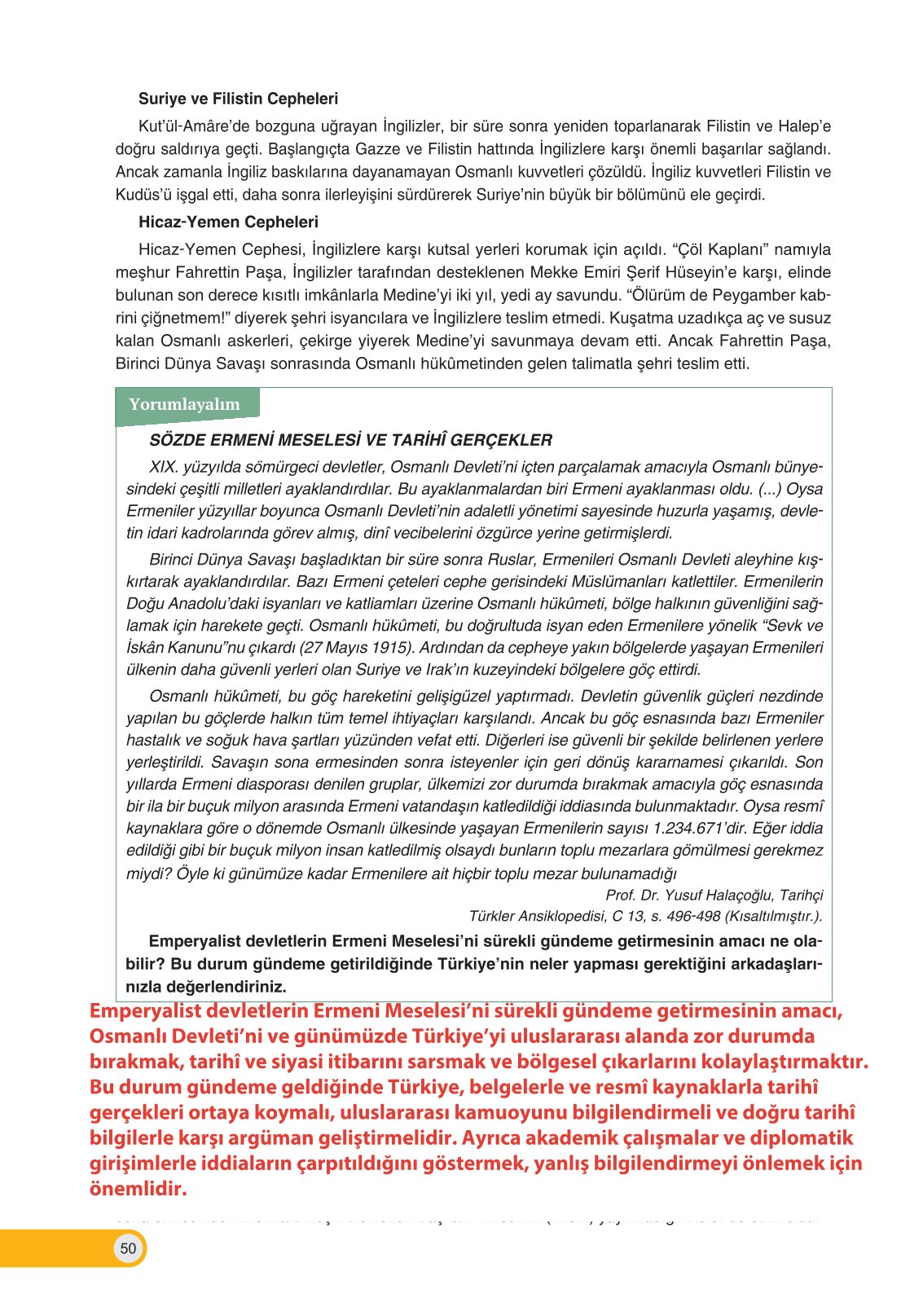 8. Sınıf İnkılap Tarihi Ve Atatürkçülük Ders Kitabı Ders Destek Yayınları Sayfa 50 Cevapları