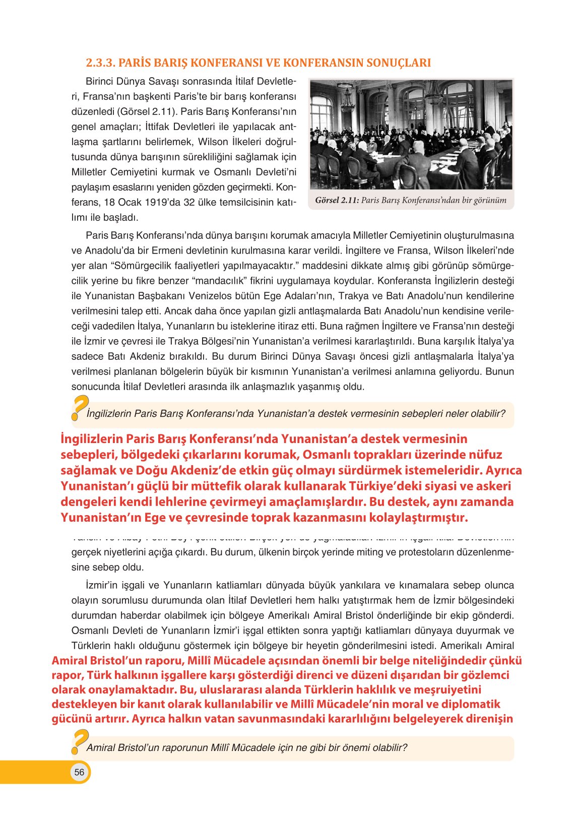 8. Sınıf İnkılap Tarihi Ve Atatürkçülük Ders Kitabı Ders Destek Yayınları Sayfa 56 Cevapları