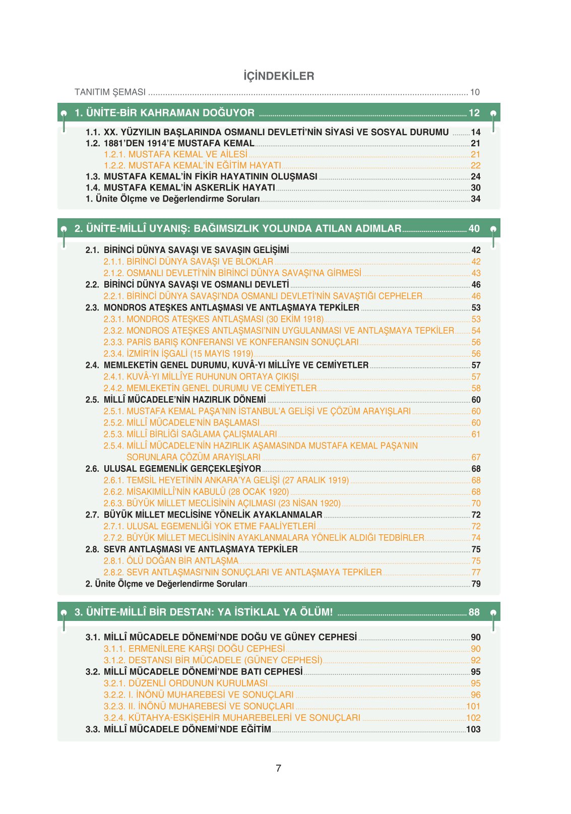 8. Sınıf İnkılap Tarihi Ve Atatürkçülük Ders Kitabı Ders Destek Yayınları Sayfa 7 Cevapları