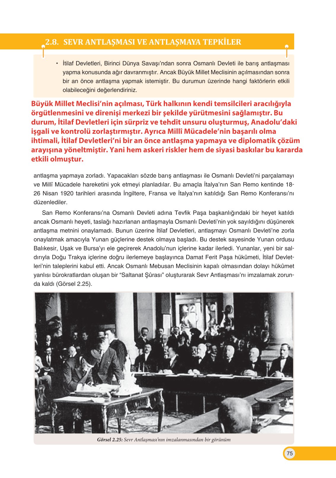 8. Sınıf İnkılap Tarihi Ve Atatürkçülük Ders Kitabı Ders Destek Yayınları Sayfa 75 Cevapları