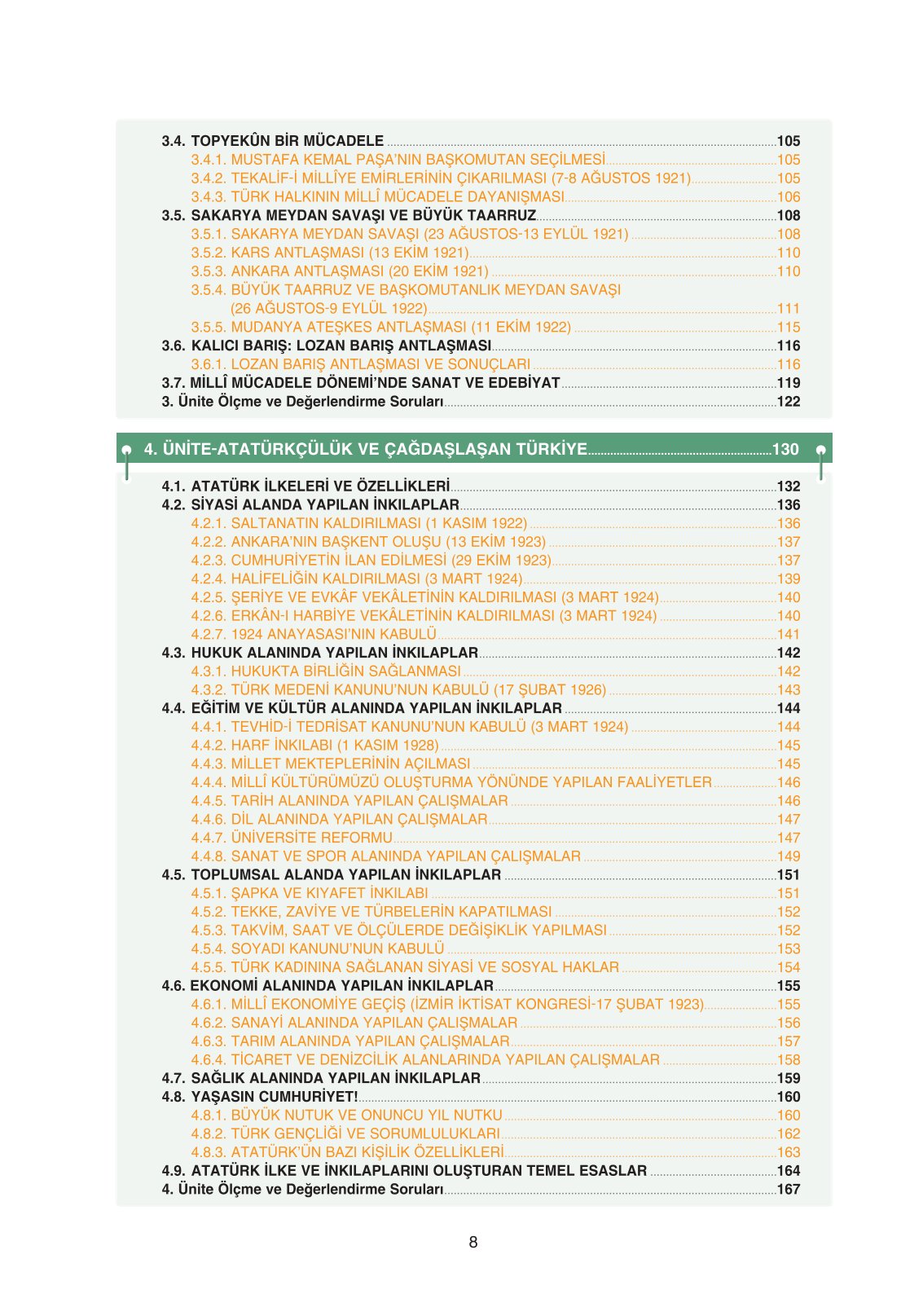 8. Sınıf İnkılap Tarihi Ve Atatürkçülük Ders Kitabı Ders Destek Yayınları Sayfa 8 Cevapları