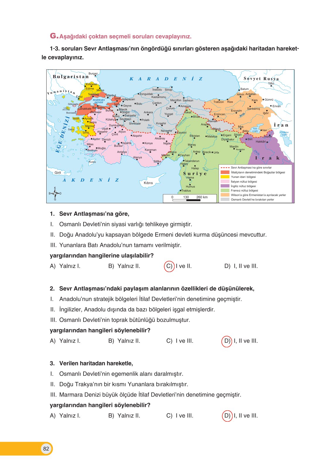 8. Sınıf İnkılap Tarihi Ve Atatürkçülük Ders Kitabı Ders Destek Yayınları Sayfa 82 Cevapları