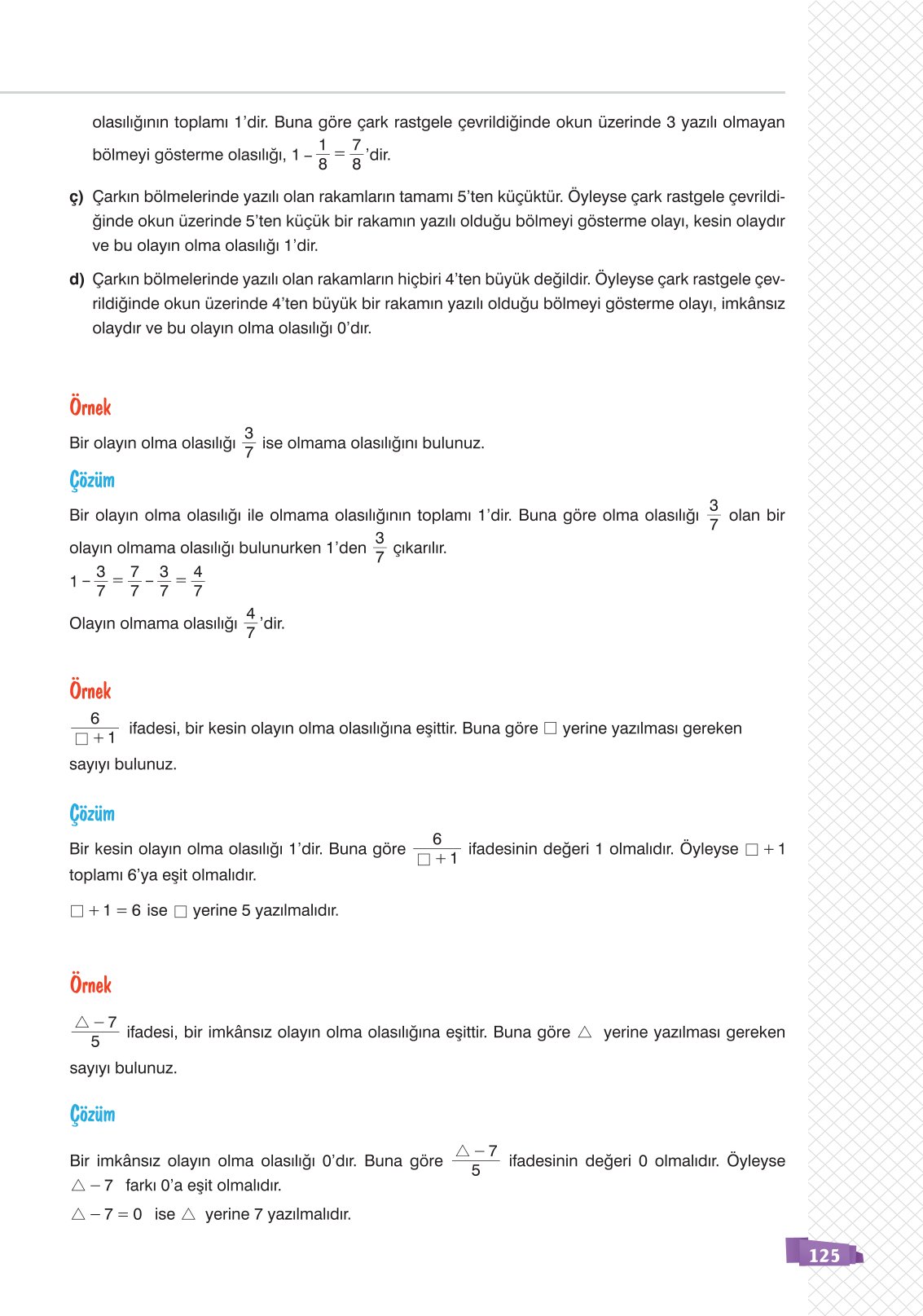 8. Sınıf Matematik Ders Kitabı Sonuç Yayınları Sayfa 125 Cevapları 8. Sınıf Matematik Ders Kitabı Sonuç Yayınları Sayfa 125 Cevapları