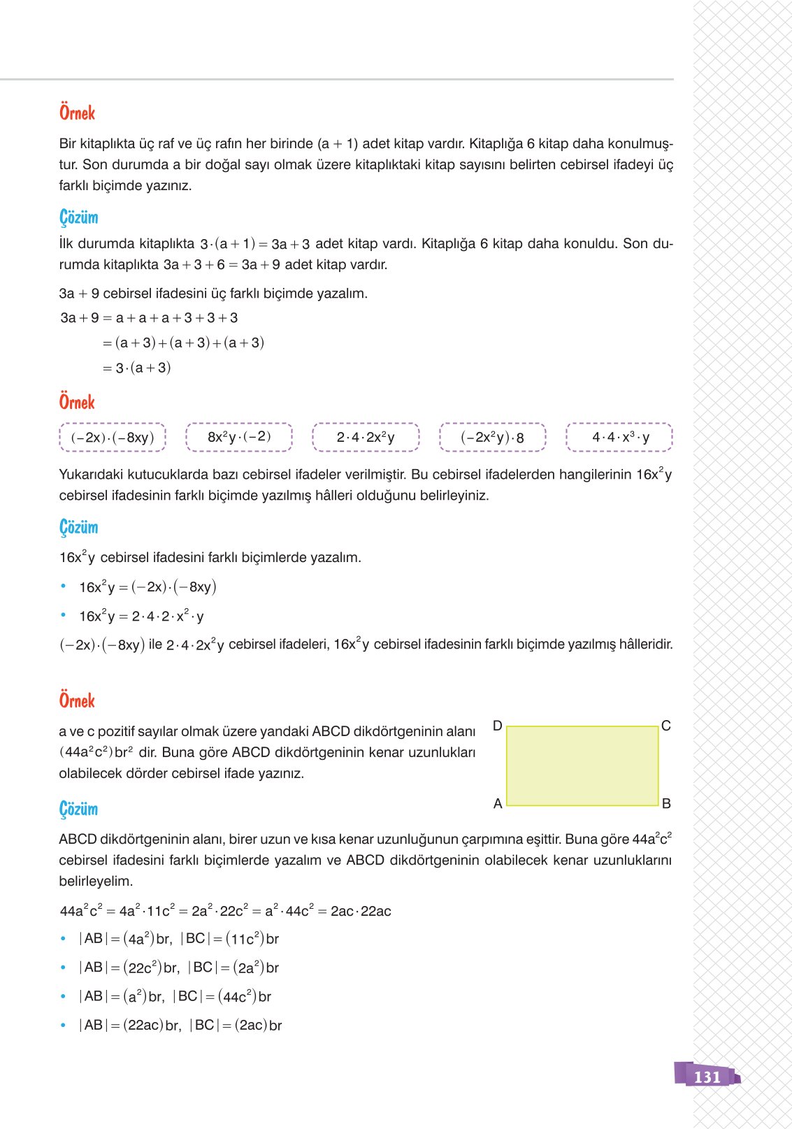 8. Sınıf Matematik Ders Kitabı Sonuç Yayınları Sayfa 131 Cevapları