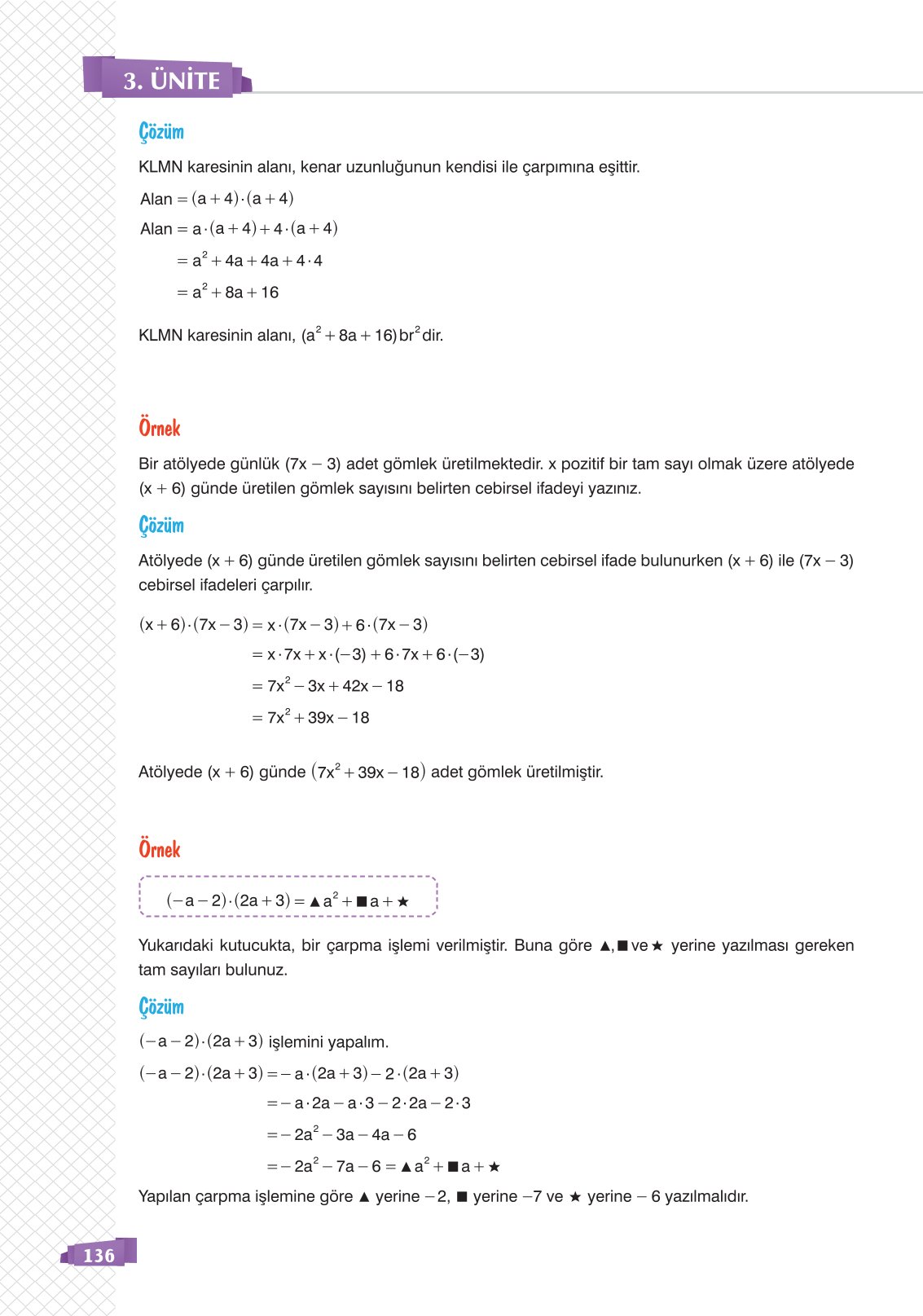 8. Sınıf Matematik Ders Kitabı Sonuç Yayınları Sayfa 136 Cevapları