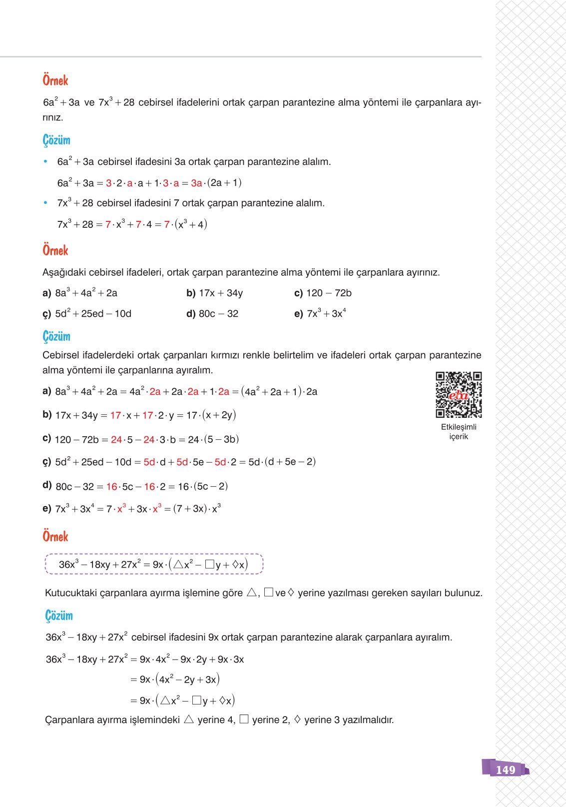 8. Sınıf Matematik Ders Kitabı Sonuç Yayınları Sayfa 149 Cevapları