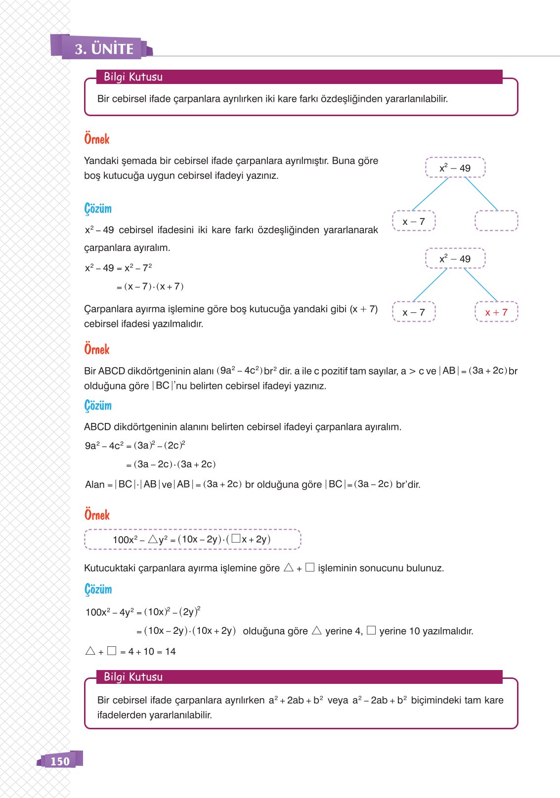 8. Sınıf Matematik Ders Kitabı Sonuç Yayınları Sayfa 150 Cevapları 8. Sınıf Matematik Ders Kitabı Sonuç Yayınları Sayfa 150 Cevapları