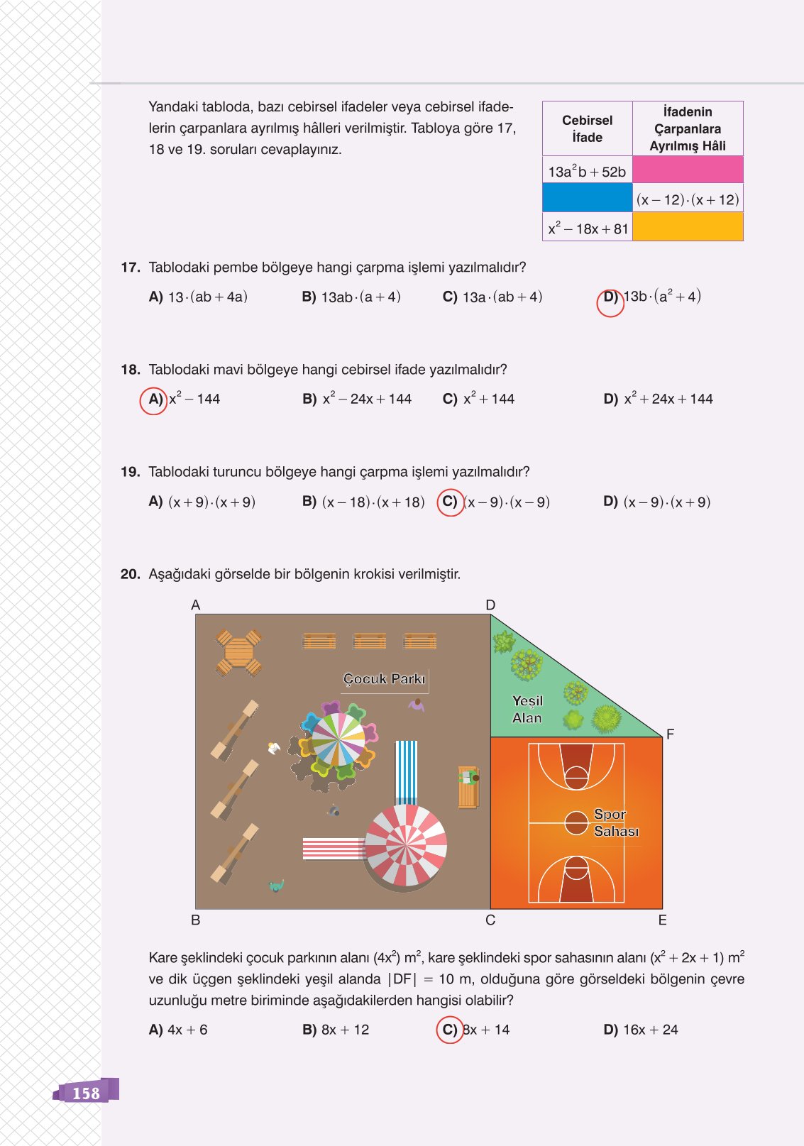 8. Sınıf Matematik Ders Kitabı Sonuç Yayınları Sayfa 158 Cevapları