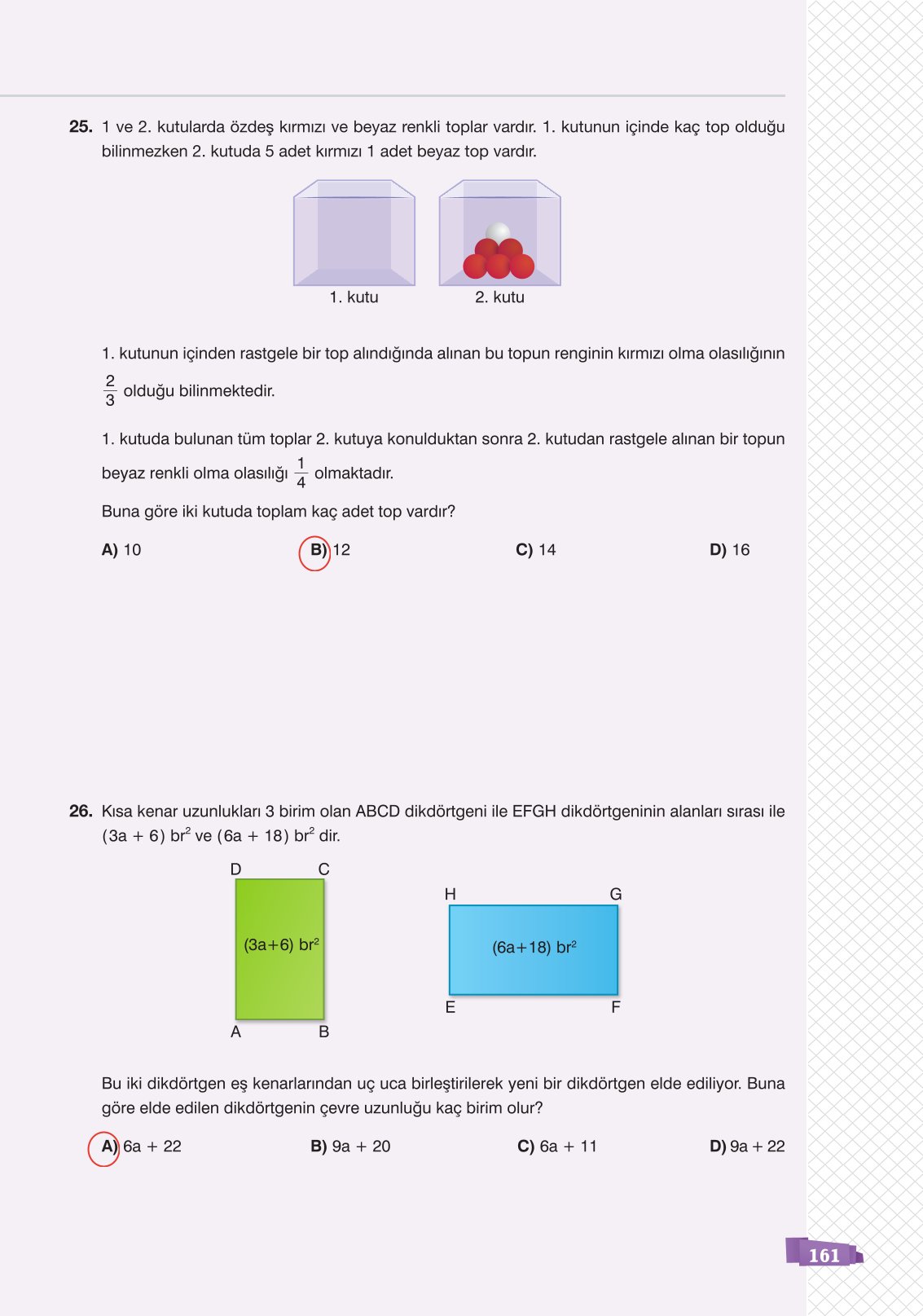 8. Sınıf Matematik Ders Kitabı Sonuç Yayınları Sayfa 161 Cevapları