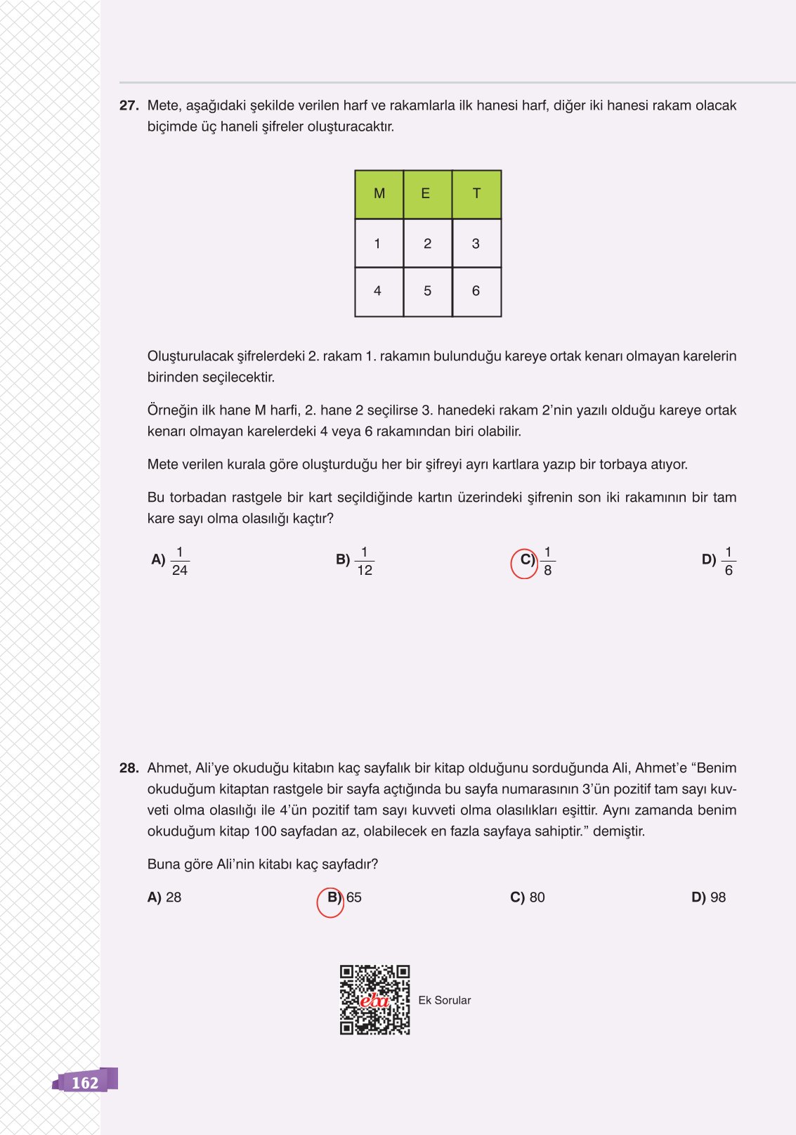 8. Sınıf Matematik Ders Kitabı Sonuç Yayınları Sayfa 162 Cevapları