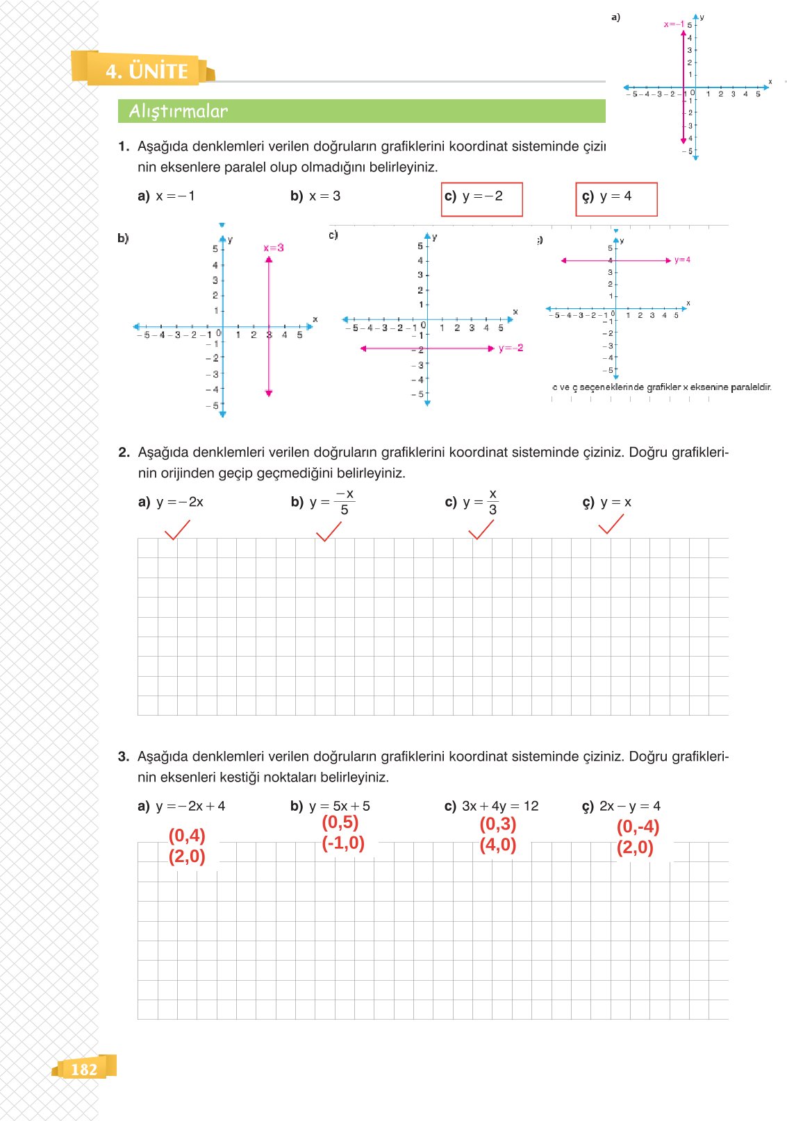 8. Sınıf Matematik Ders Kitabı Sonuç Yayınları Sayfa 182 Cevapları
