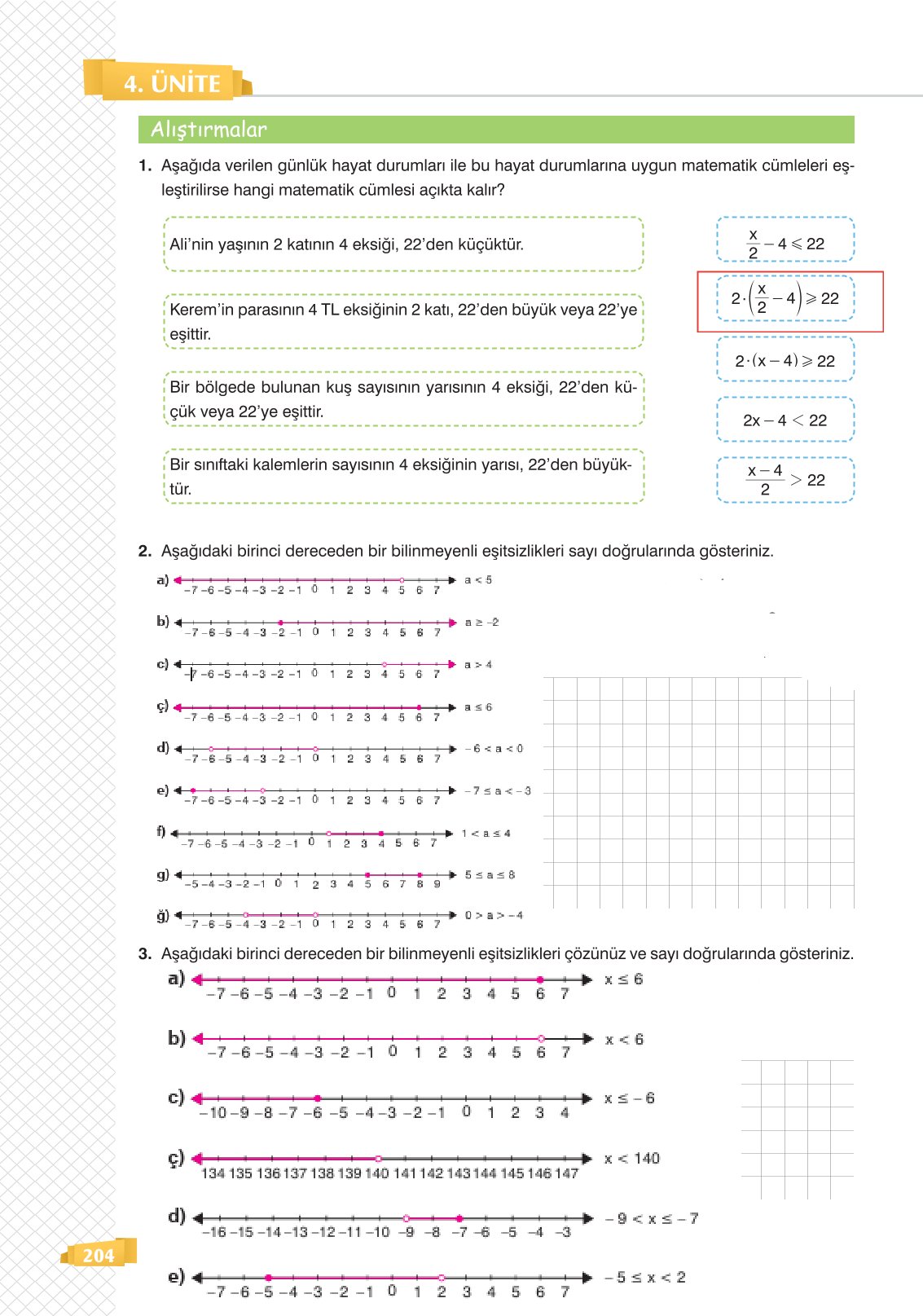 8. Sınıf Matematik Ders Kitabı Sonuç Yayınları Sayfa 204 Cevapları