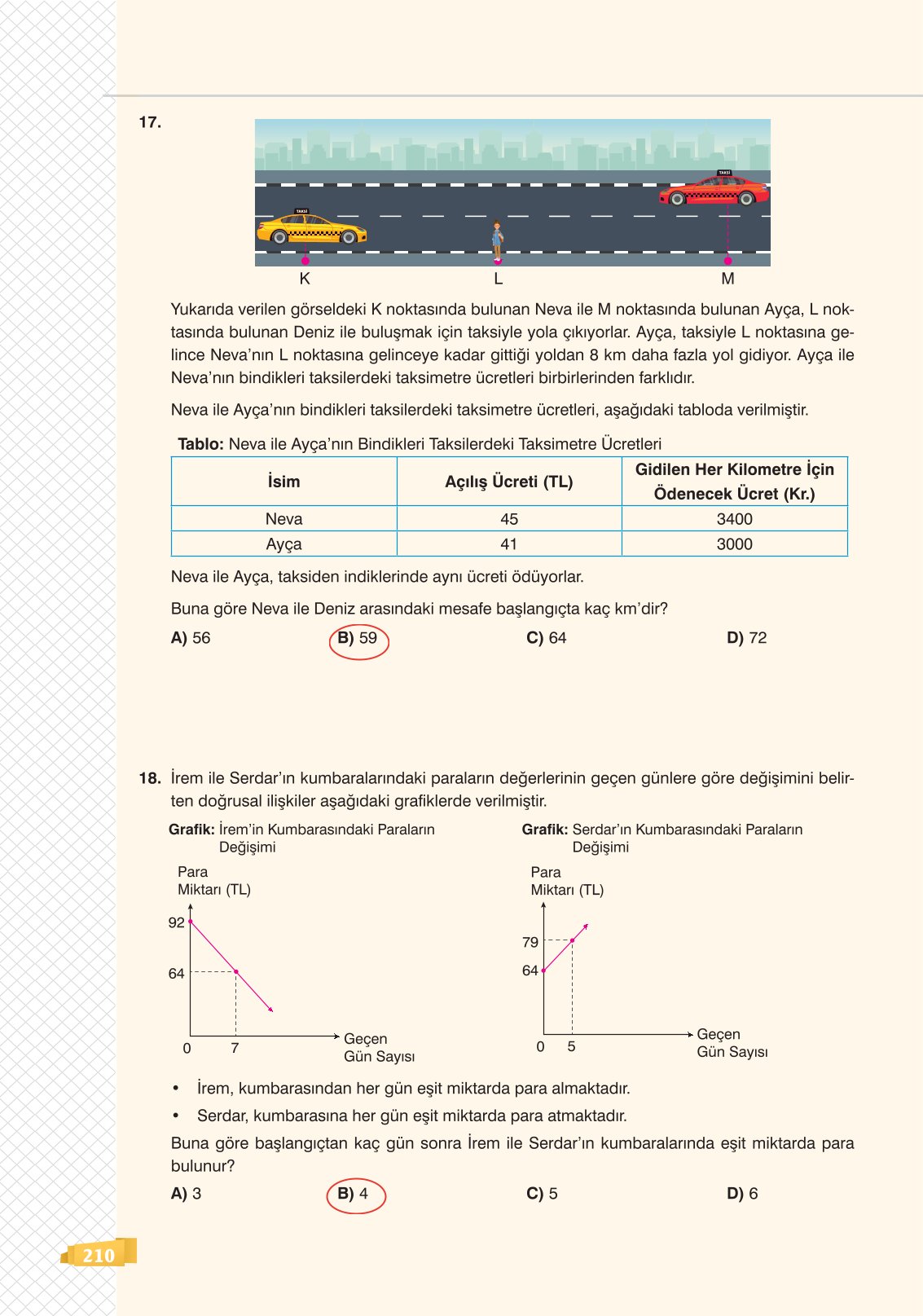8. Sınıf Matematik Ders Kitabı Sonuç Yayınları Sayfa 210 Cevapları