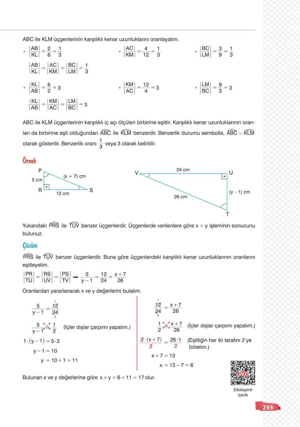 8. Sınıf Matematik Ders Kitabı Sonuç Yayınları Sayfa 265 Cevapları