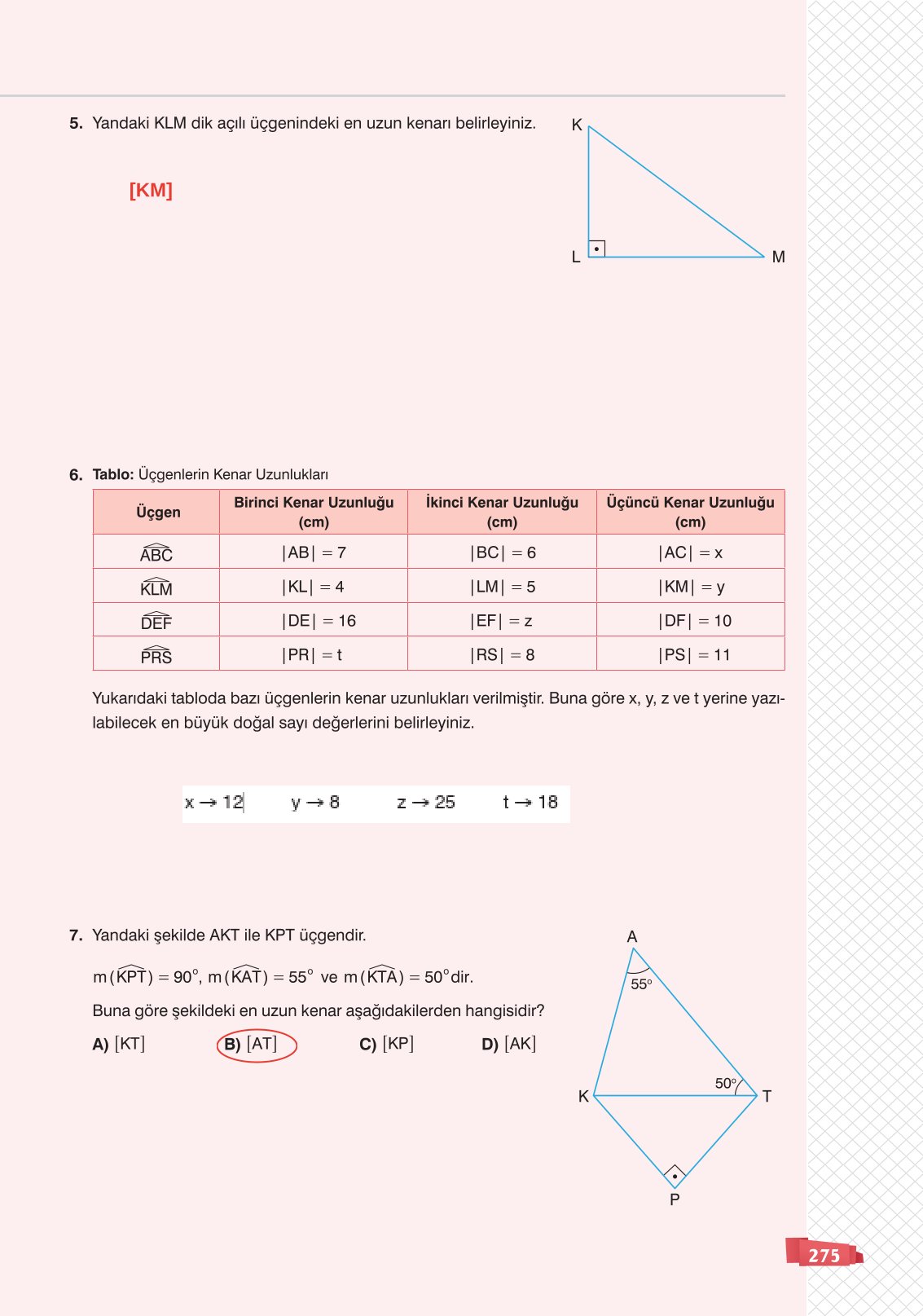 8. Sınıf Matematik Ders Kitabı Sonuç Yayınları Sayfa 275 Cevapları 8. Sınıf Matematik Ders Kitabı Sonuç Yayınları Sayfa 275 Cevapları