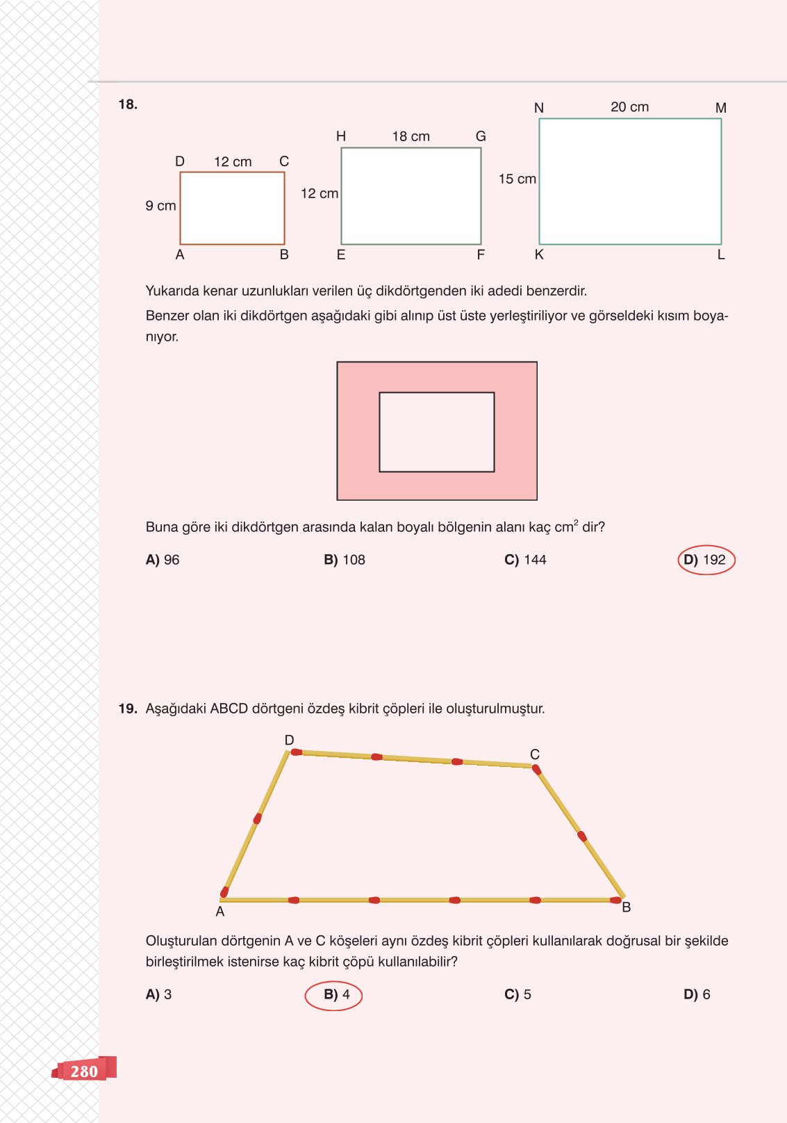 8. Sınıf Matematik Ders Kitabı Sonuç Yayınları Sayfa 280 Cevapları