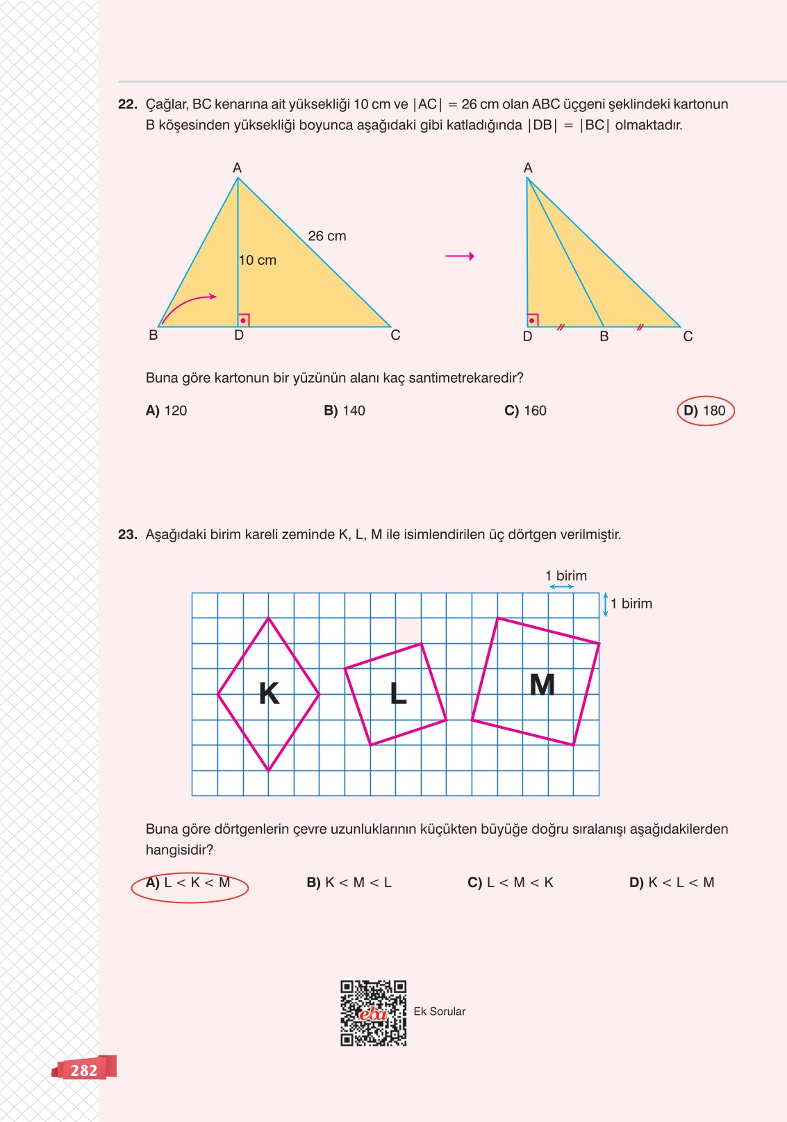 8. Sınıf Matematik Ders Kitabı Sonuç Yayınları Sayfa 282 Cevapları