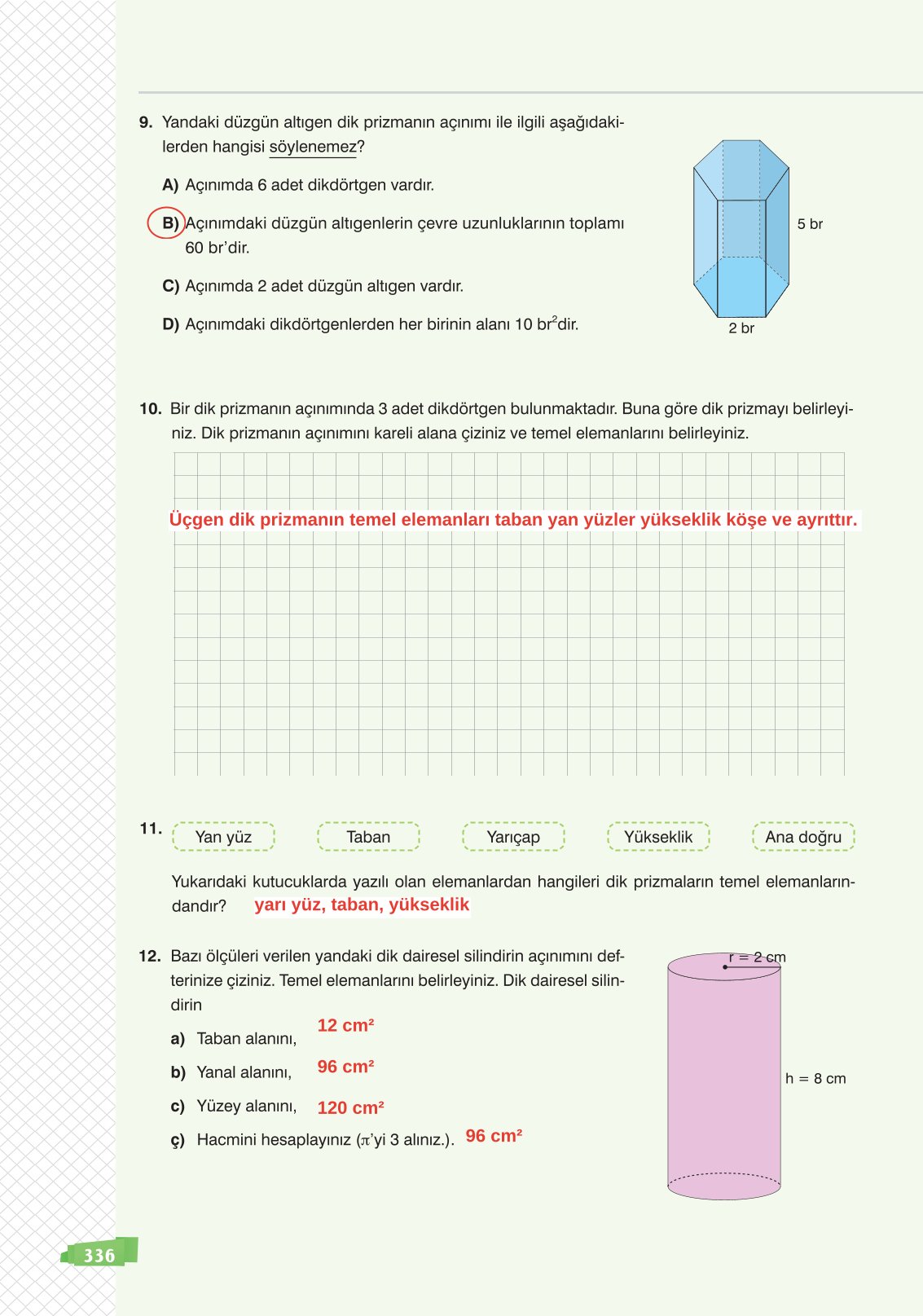 8. Sınıf Matematik Ders Kitabı Sonuç Yayınları Sayfa 336 Cevapları