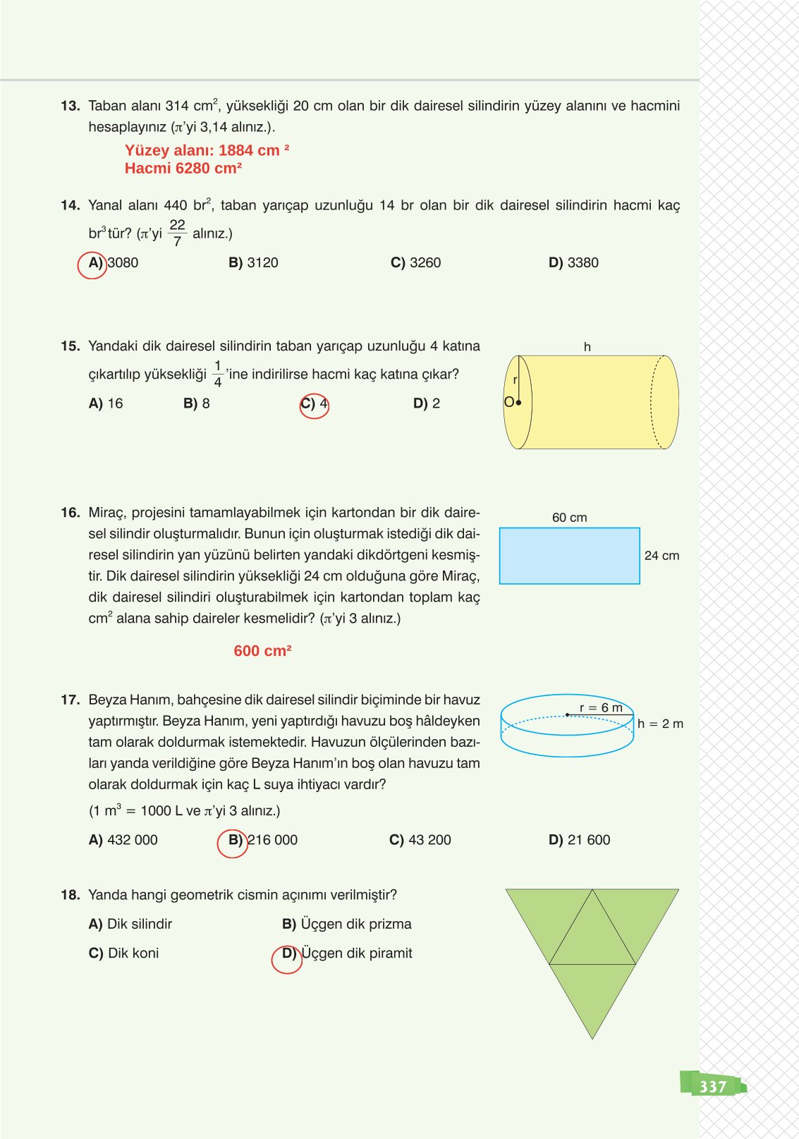 8. Sınıf Matematik Ders Kitabı Sonuç Yayınları Sayfa 337 Cevapları