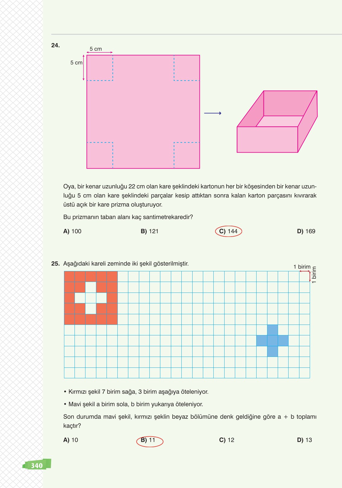 8. Sınıf Matematik Ders Kitabı Sonuç Yayınları Sayfa 340 Cevapları