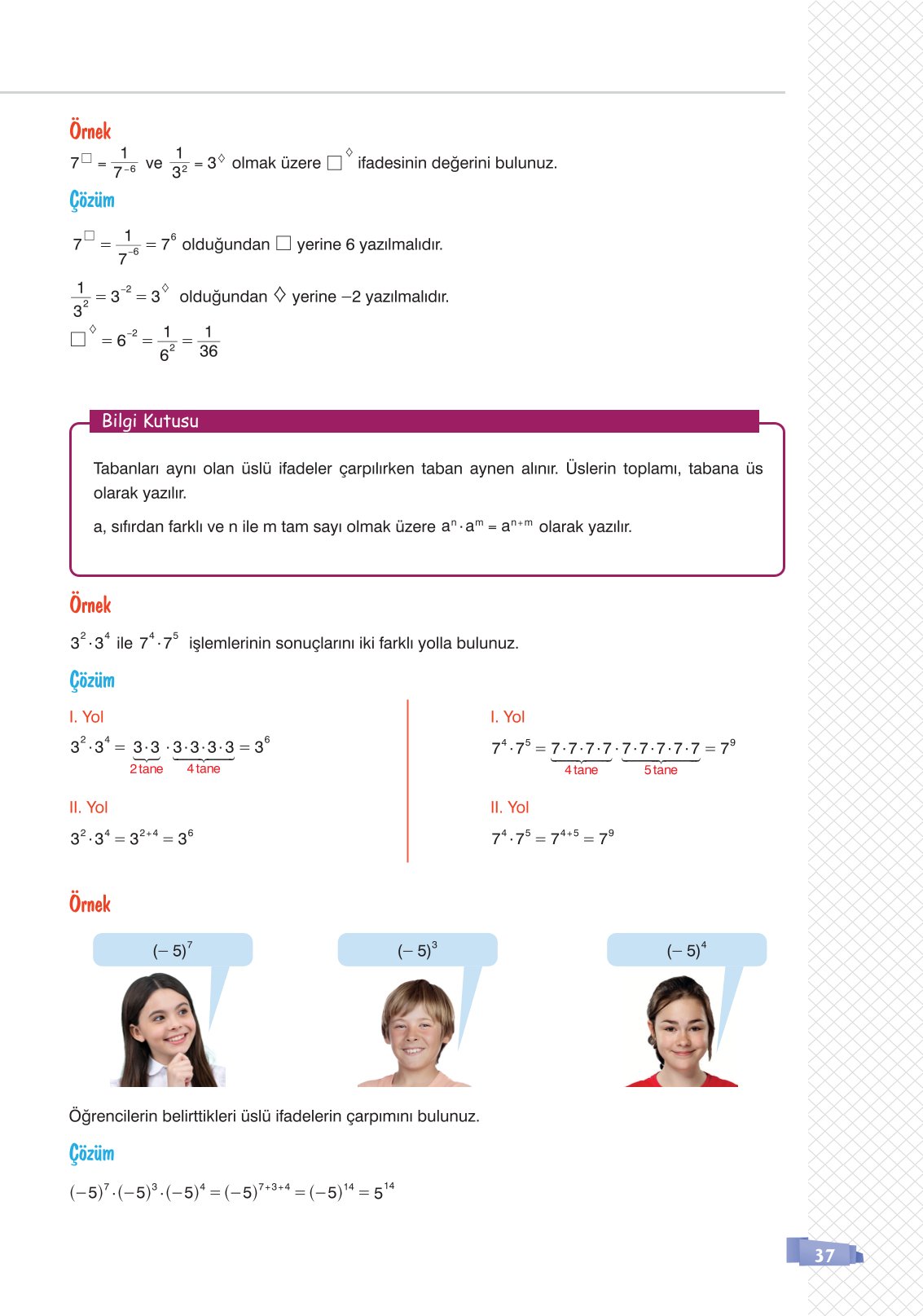 8. Sınıf Matematik Ders Kitabı Sonuç Yayınları Sayfa 37 Cevapları