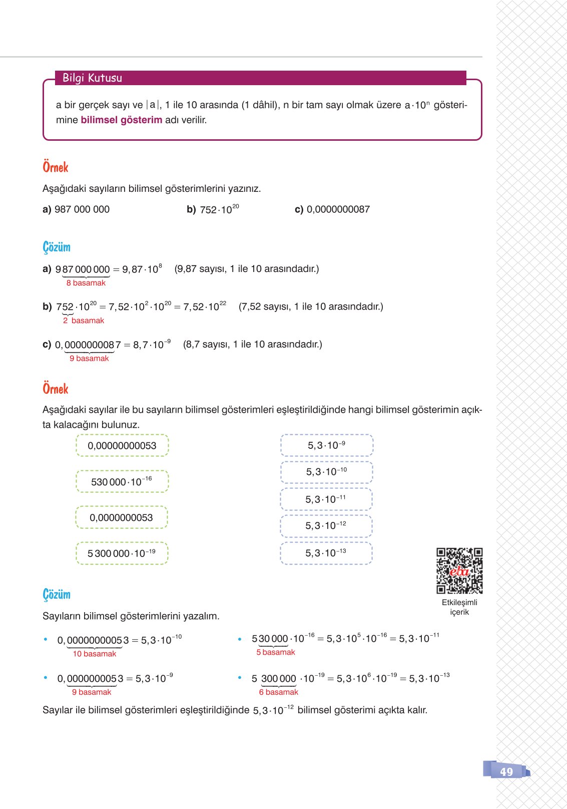 8. Sınıf Matematik Ders Kitabı Sonuç Yayınları Sayfa 49 Cevapları