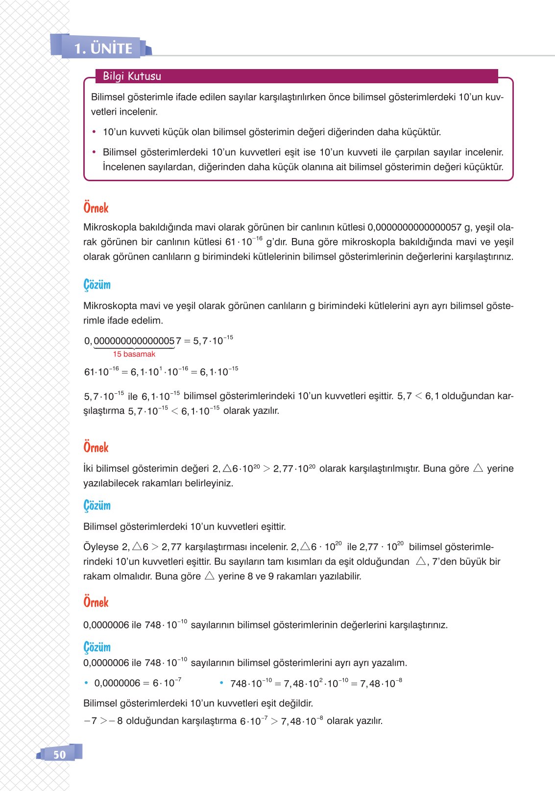 8. Sınıf Matematik Ders Kitabı Sonuç Yayınları Sayfa 50 Cevapları