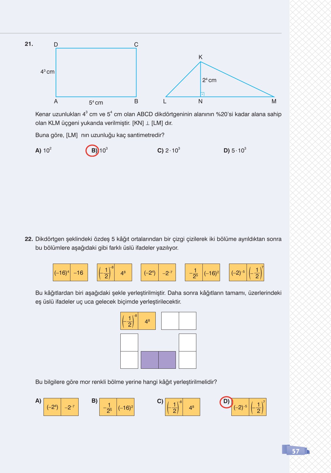 8. Sınıf Matematik Ders Kitabı Sonuç Yayınları Sayfa 57 Cevapları