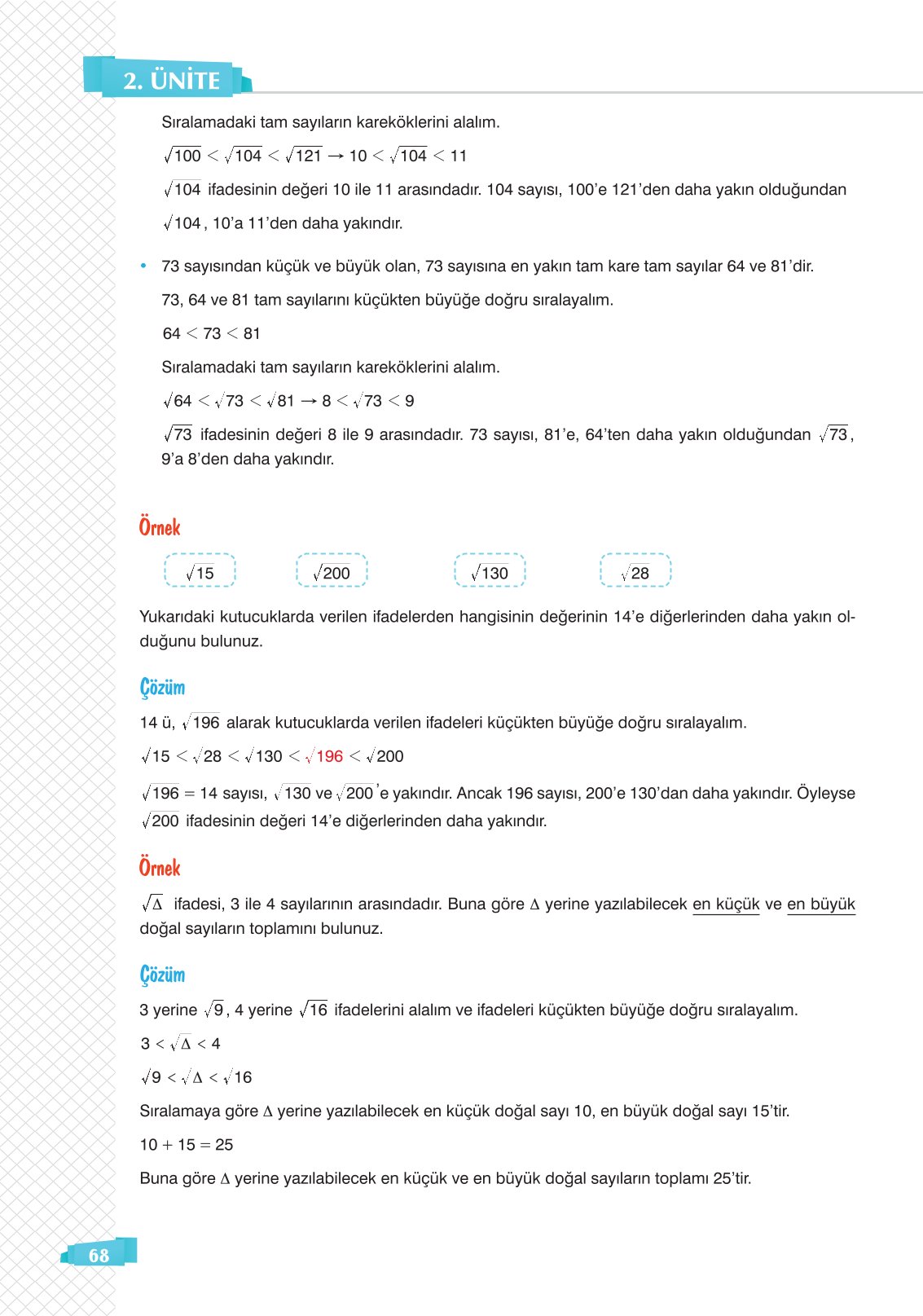 8. Sınıf Matematik Ders Kitabı Sonuç Yayınları Sayfa 68 Cevapları