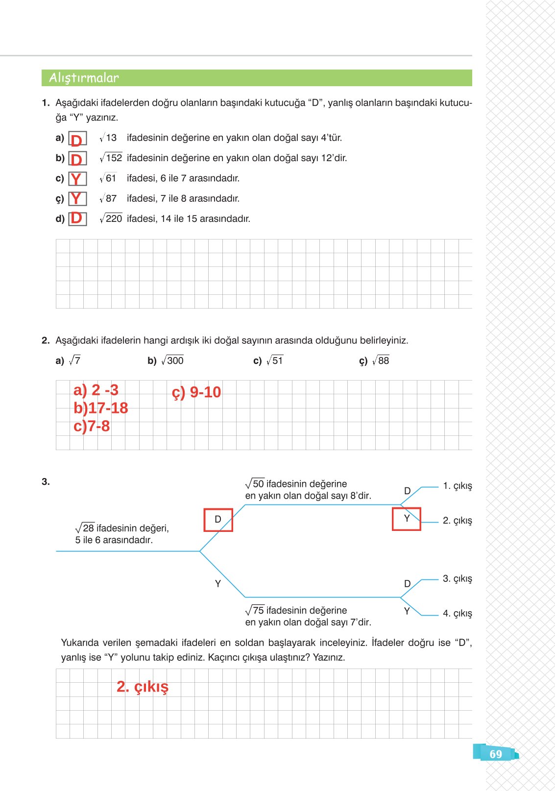 8. Sınıf Matematik Ders Kitabı Sonuç Yayınları Sayfa 69 Cevapları