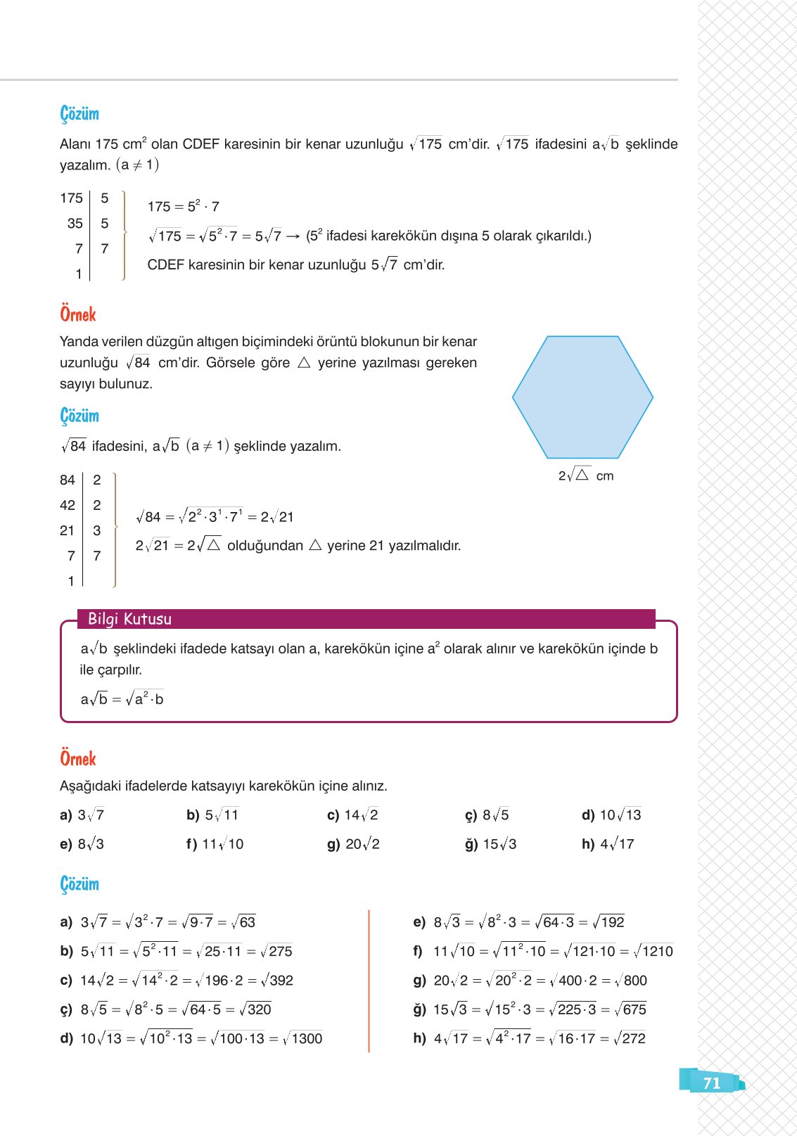 8. Sınıf Matematik Ders Kitabı Sonuç Yayınları Sayfa 71 Cevapları