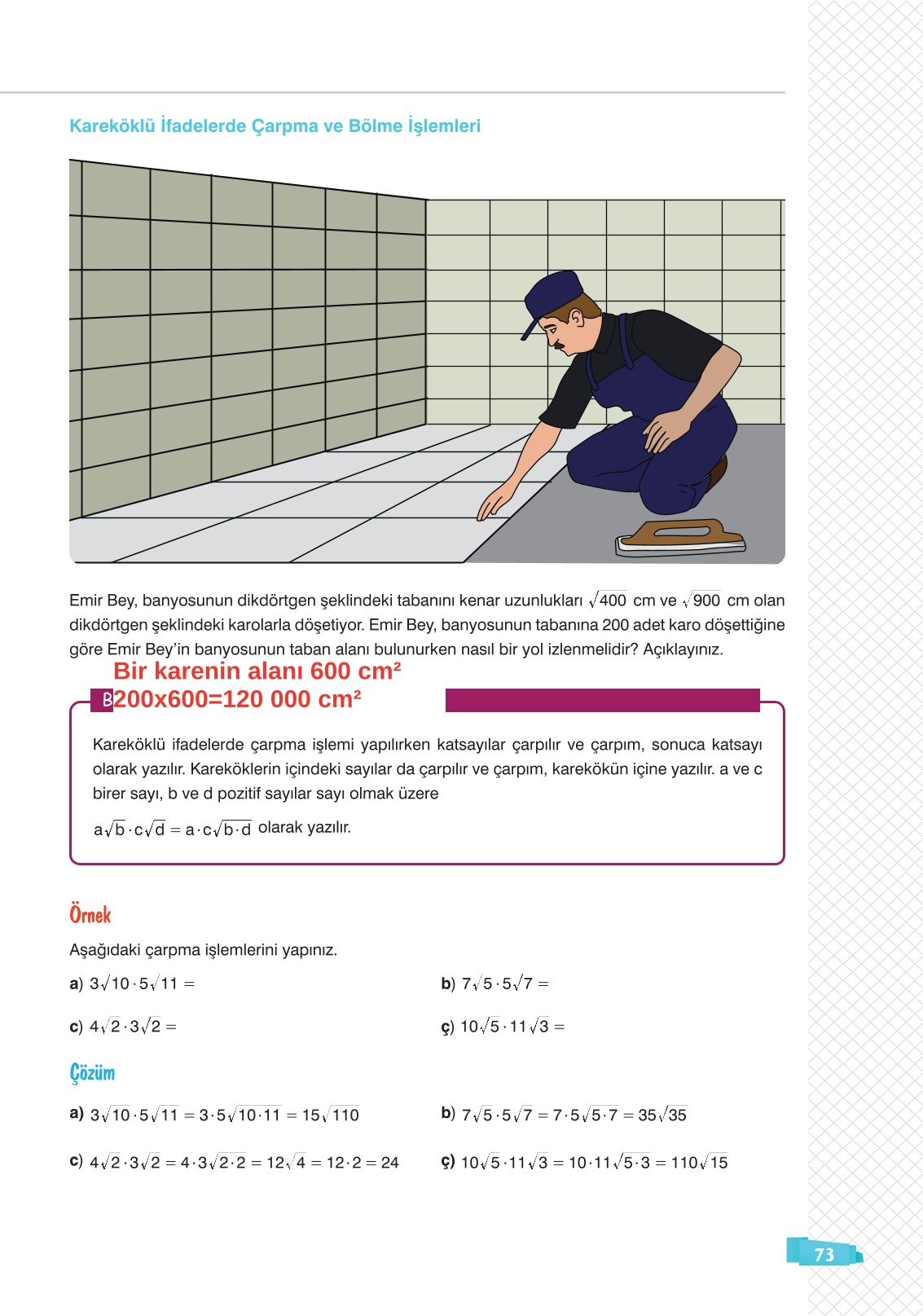 8. Sınıf Matematik Ders Kitabı Sonuç Yayınları Sayfa 73 Cevapları
