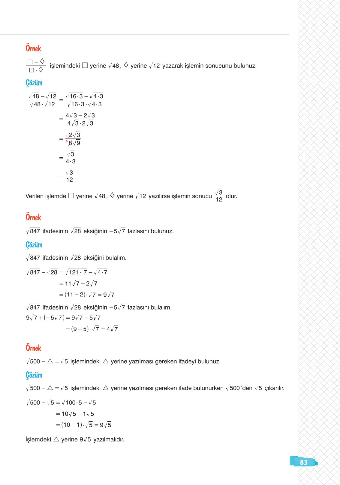 8. Sınıf Matematik Ders Kitabı Sonuç Yayınları Sayfa 83 Cevapları