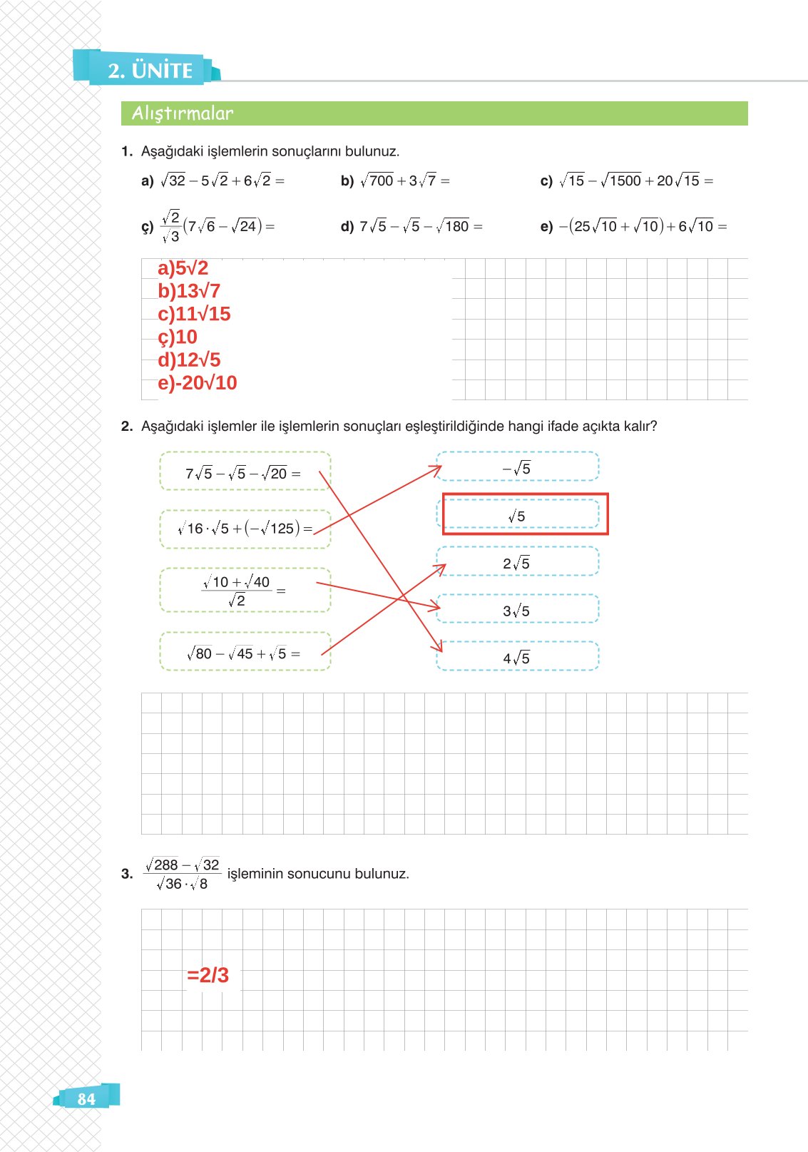 8. Sınıf Matematik Ders Kitabı Sonuç Yayınları Sayfa 84 Cevapları 8. Sınıf Matematik Ders Kitabı Sonuç Yayınları Sayfa 84 Cevapları