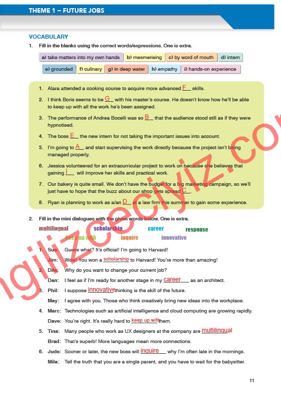 11. Sınıf Meb Yayınları İngilizce Çalışma Kitabı Sayfa 11 Cevapları 11. Sınıf Meb Yayınları İngilizce Çalışma Kitabı Sayfa 11 Cevapları