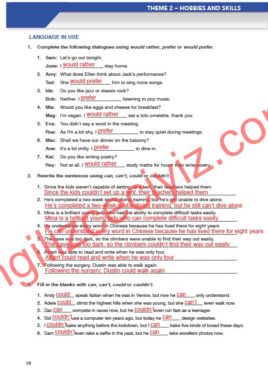 11. Sınıf Meb Yayınları İngilizce Çalışma Kitabı Sayfa 16 Cevapları 11. Sınıf Meb Yayınları İngilizce Çalışma Kitabı Sayfa 16 Cevapları