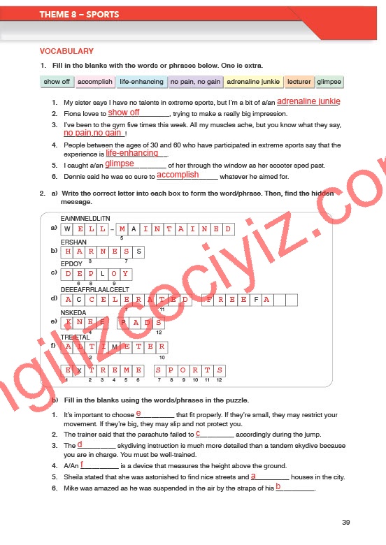 11. Sınıf Meb Yayınları İngilizce Çalışma Kitabı Sayfa 39 Cevapları 11. Sınıf Meb Yayınları İngilizce Çalışma Kitabı Sayfa 39 Cevapları