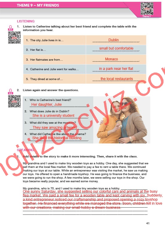 11. Sınıf Meb Yayınları İngilizce Çalışma Kitabı Sayfa 41 Cevapları