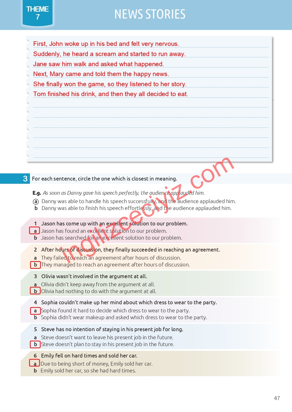 12. Sınıf Notifier İngilizce Çalışma Kitabı Sayfa 47 Cevapları