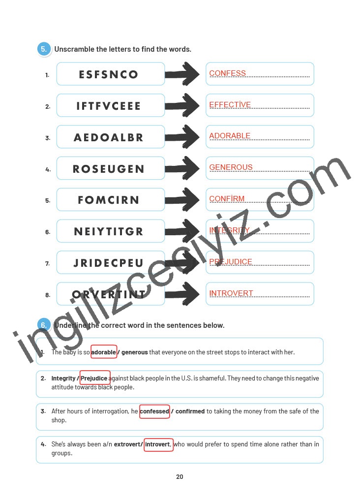 12. Sınıf Sunshine English İngilizce Çalışma Kitabı Sayfa 20 Cevapları