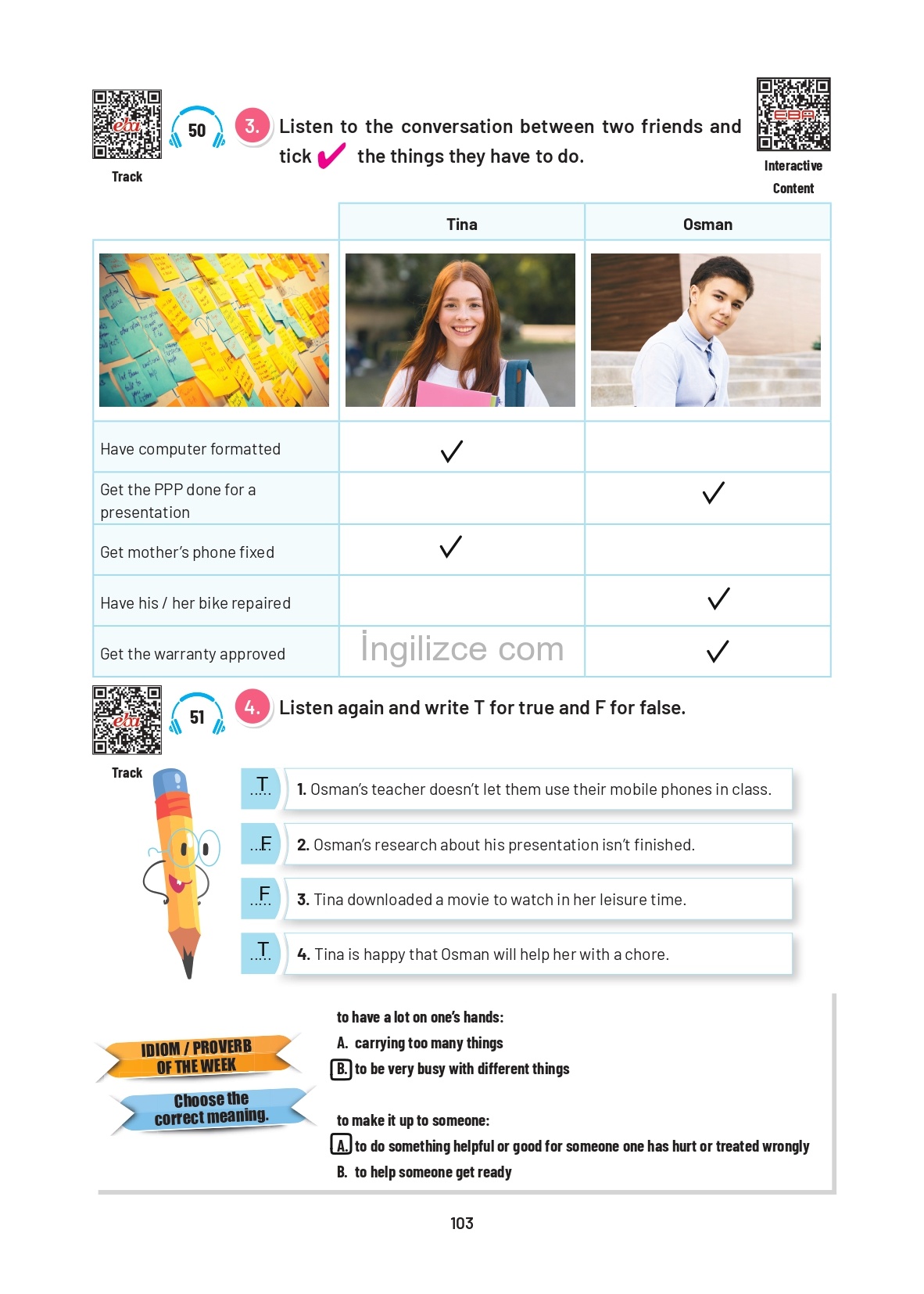 12. Sınıf Sunshine English İngilizce Ders Kitabı Sayfa 103 Cevapları