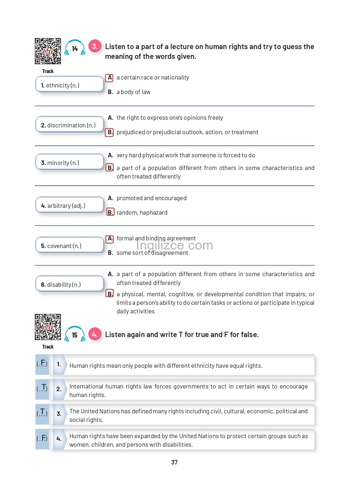 12. Sınıf Sunshine English İngilizce Ders Kitabı Sayfa 37 Cevapları