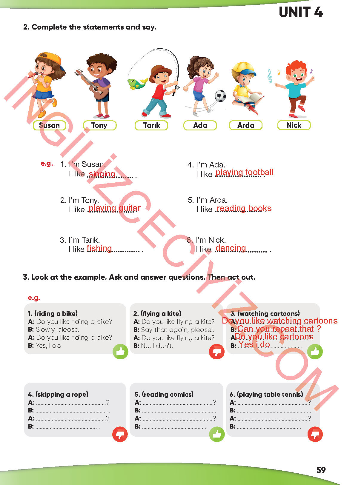 4. Sınıf Meb Yayınları İngilizce Ders Kitabı Sayfa 59 Cevapları