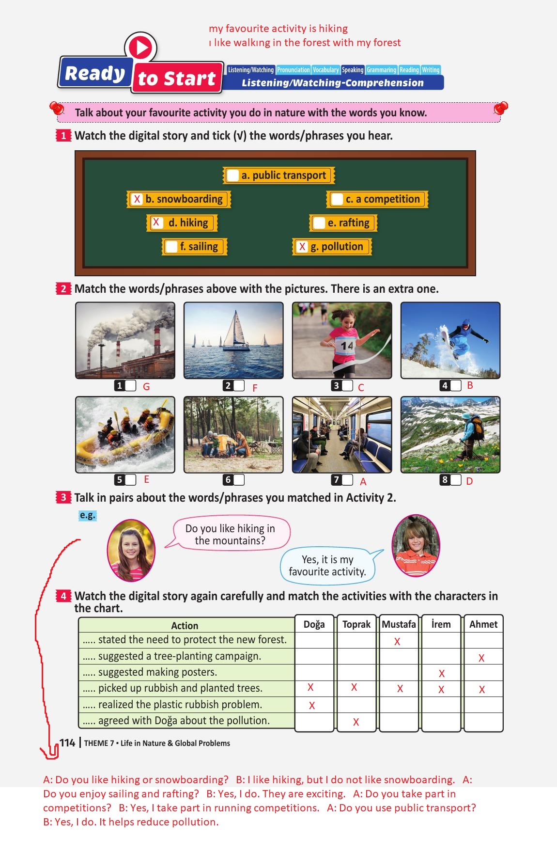 6. Sınıf Meb Yayınları İngilizce Ders Kitabı Sayfa 114 Cevapları