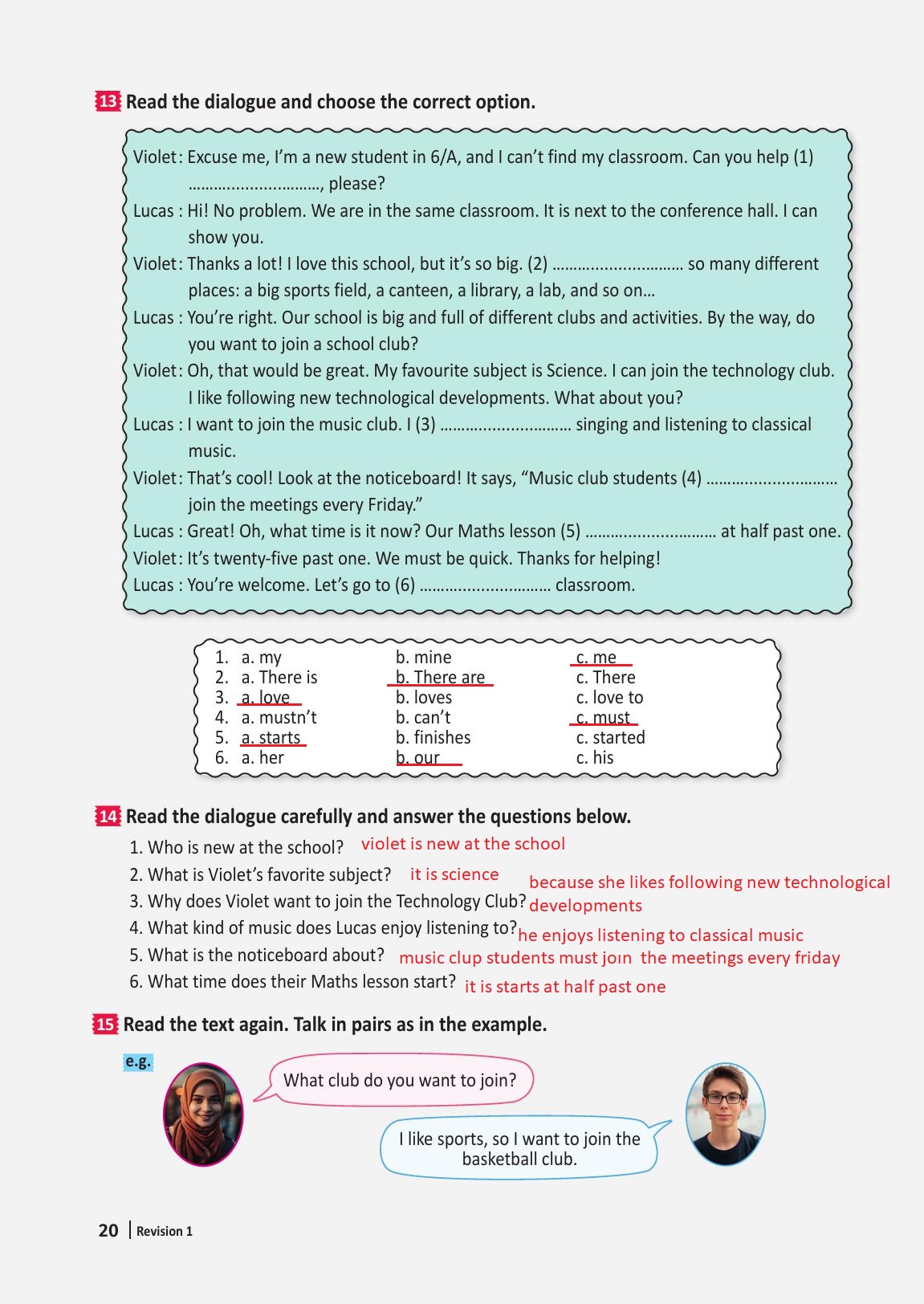 6. Sınıf Meb Yayınları İngilizce Ders Kitabı Sayfa 20 Cevapları