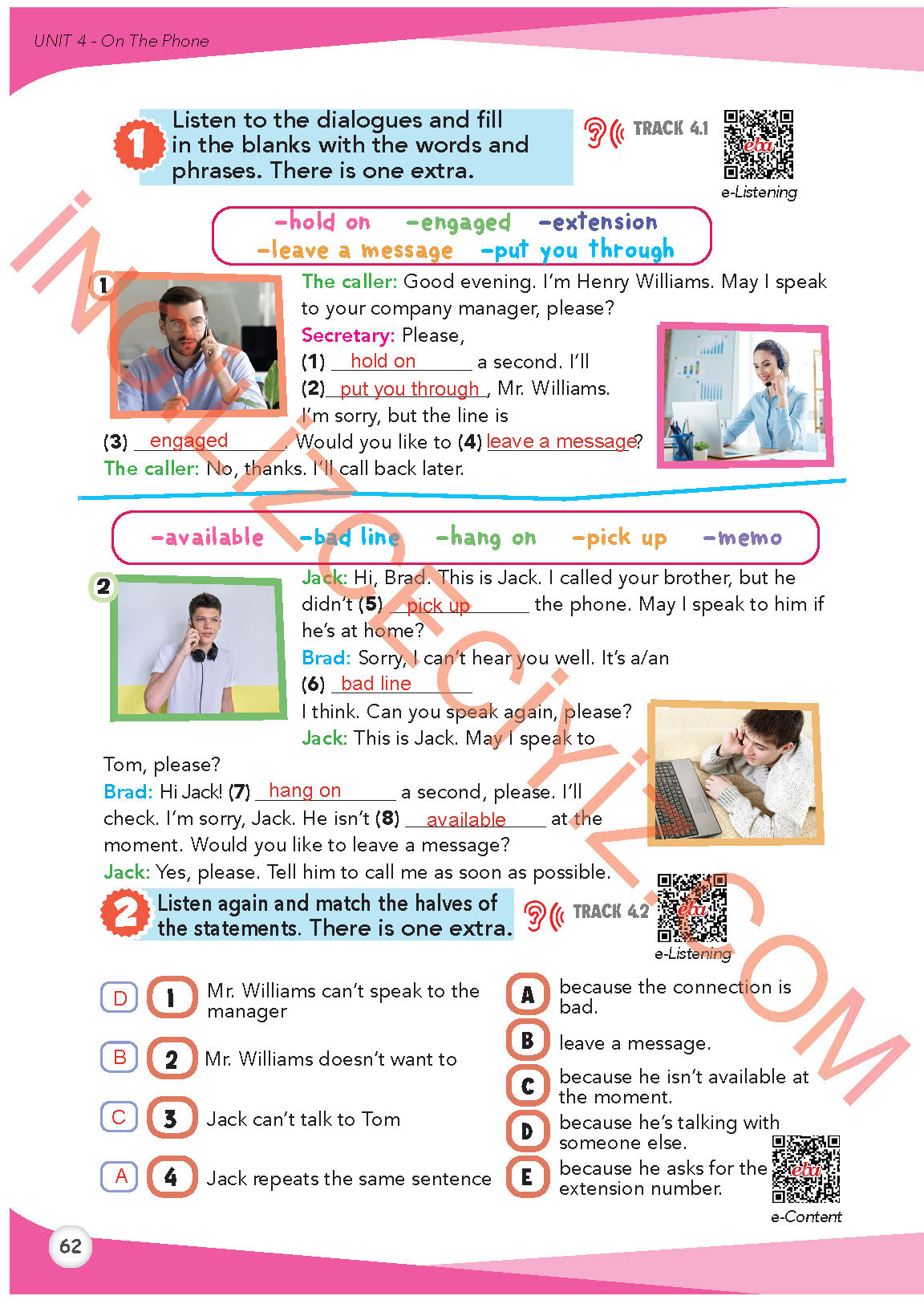 8. Sınıf Meb Yayınları İngilizce Ders Kitabı Sayfa 62 Cevapları